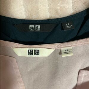 UNIQLO Pink and Black Tank Tops with V neck (XS)